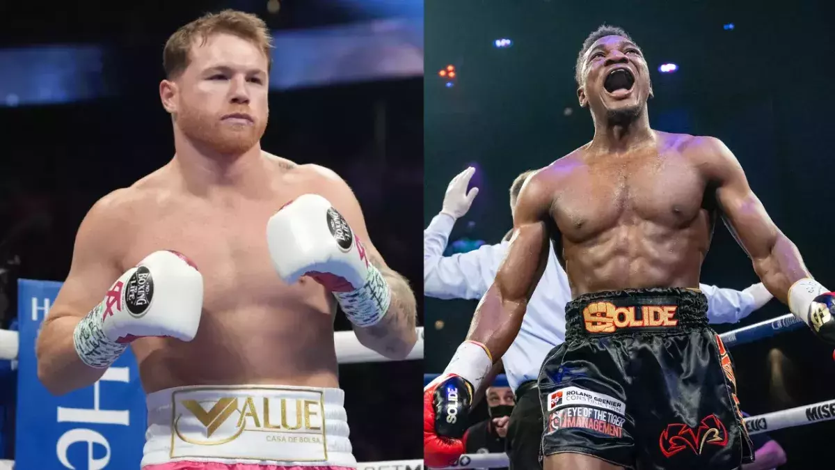 Canelo Alvarez et Christian Mbilli sur le ring