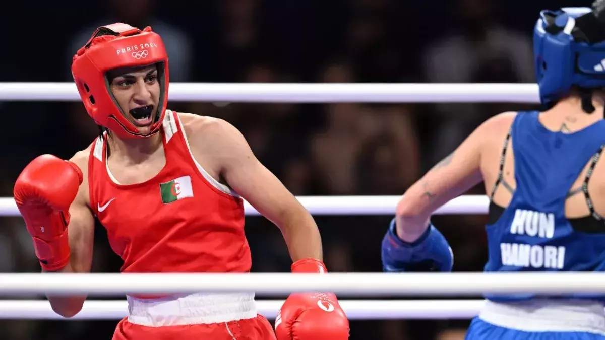 Imane Khelif lors de sa victoire face à la Hongroise Hamori. 
