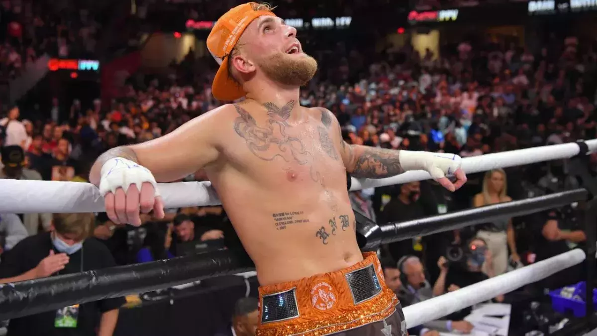 Jake Paul après sa victoire face à Tyron Woodley 