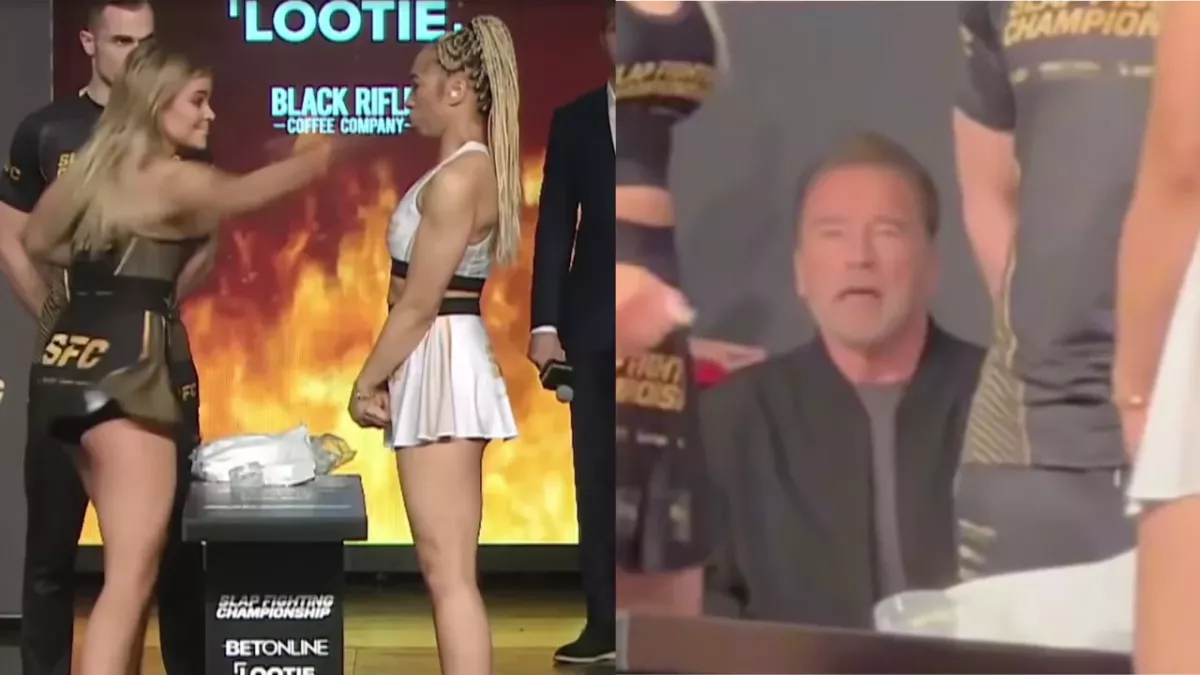 Arnold Schwarzenegger à un événement de slapboxing