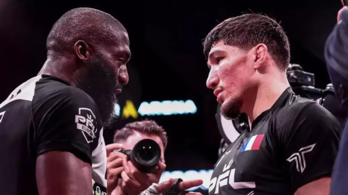 Cédric Doumbé et Baissangur "Baki" Chamsoudinov lors de leur premier combat. 