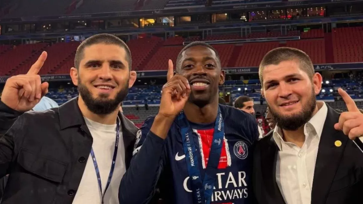 Islam Makhachev, Ousmane Dembélé et Khabib Nurmagomedov.