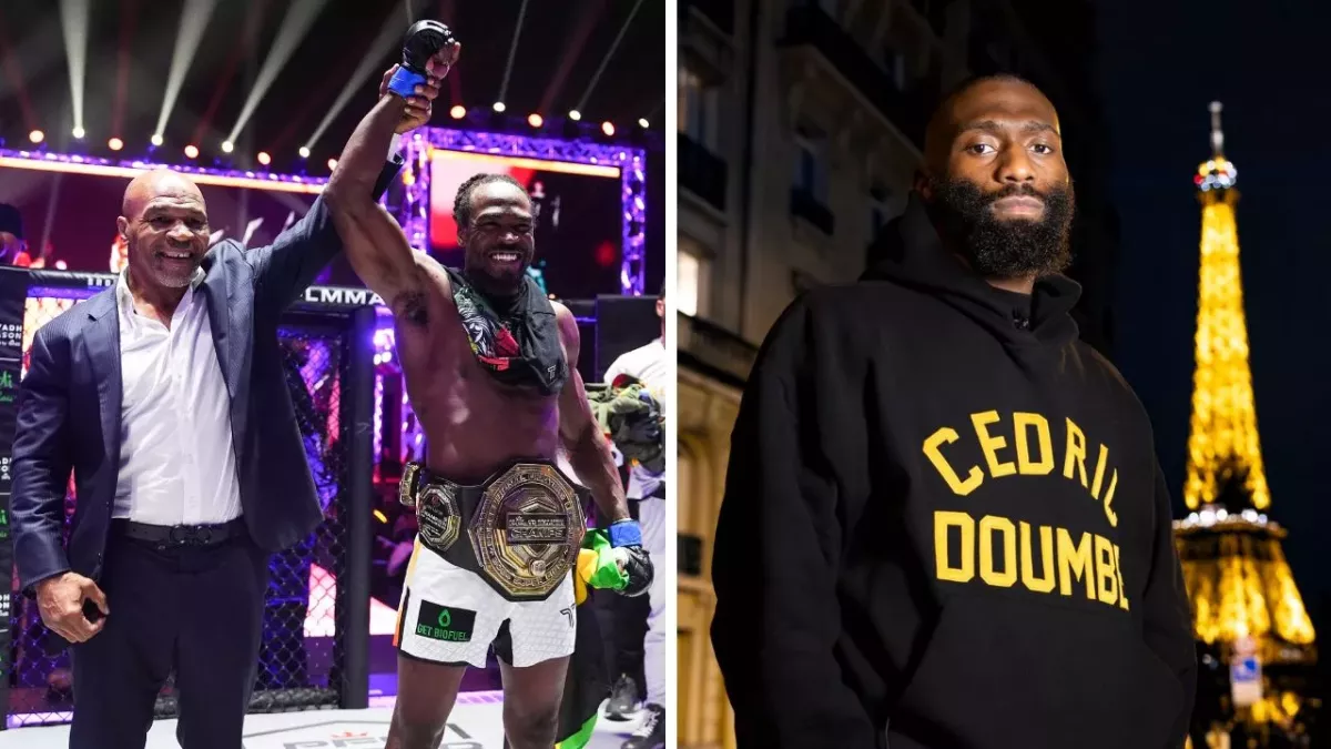 Jason Jackson, ici accompagné par Mike Tyson, continue son trashtalking envers Cédric Doumbé. 