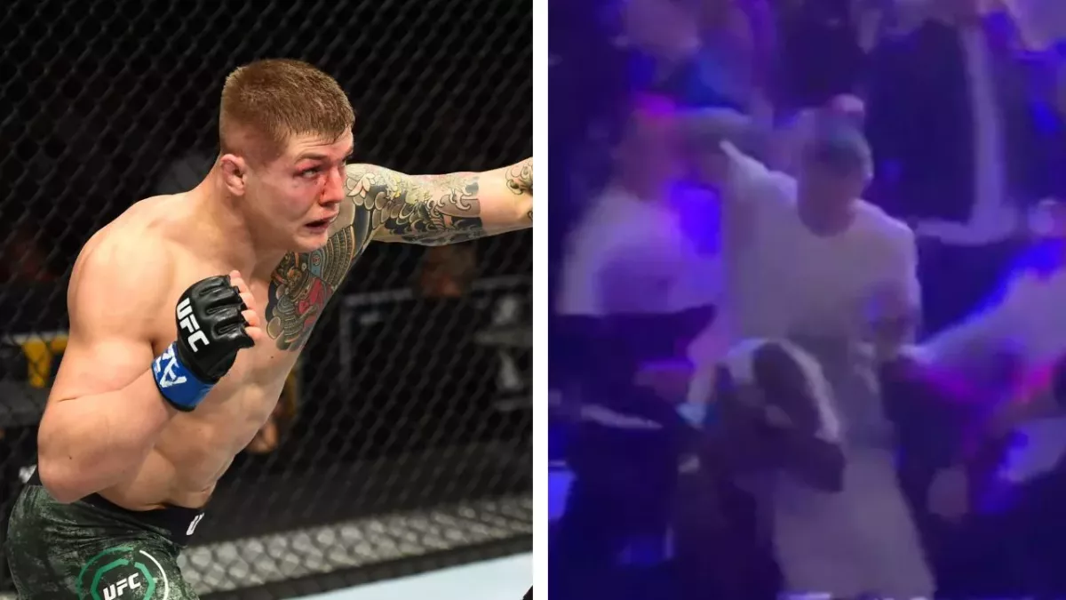 Marvin Vettori a rpis part à une bagarre générale lors d'un gala de boxe à Rome.