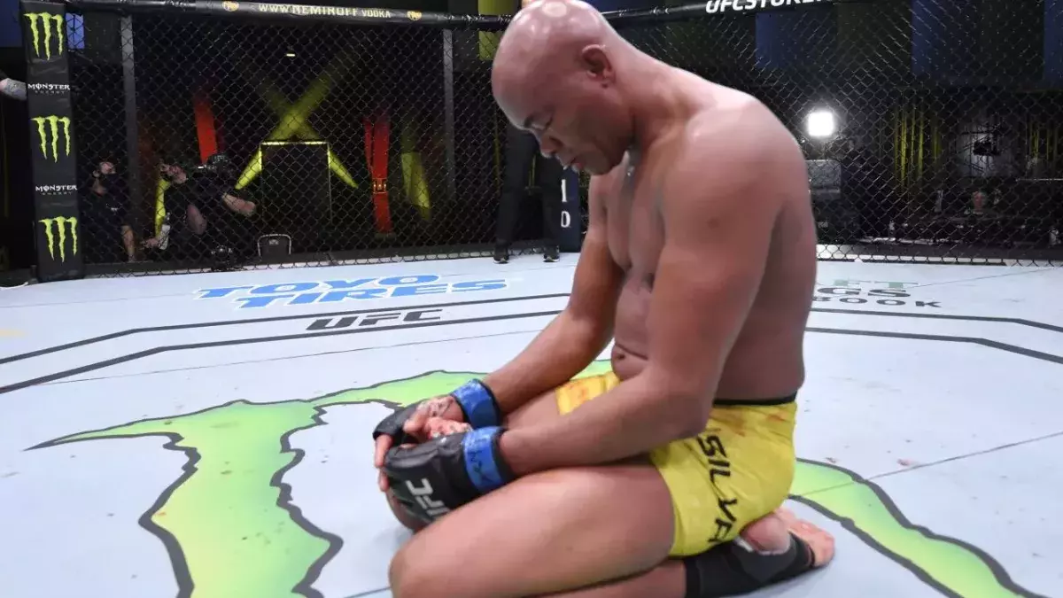 Anderson Silva après un combat remporté pendant la période du Covid.