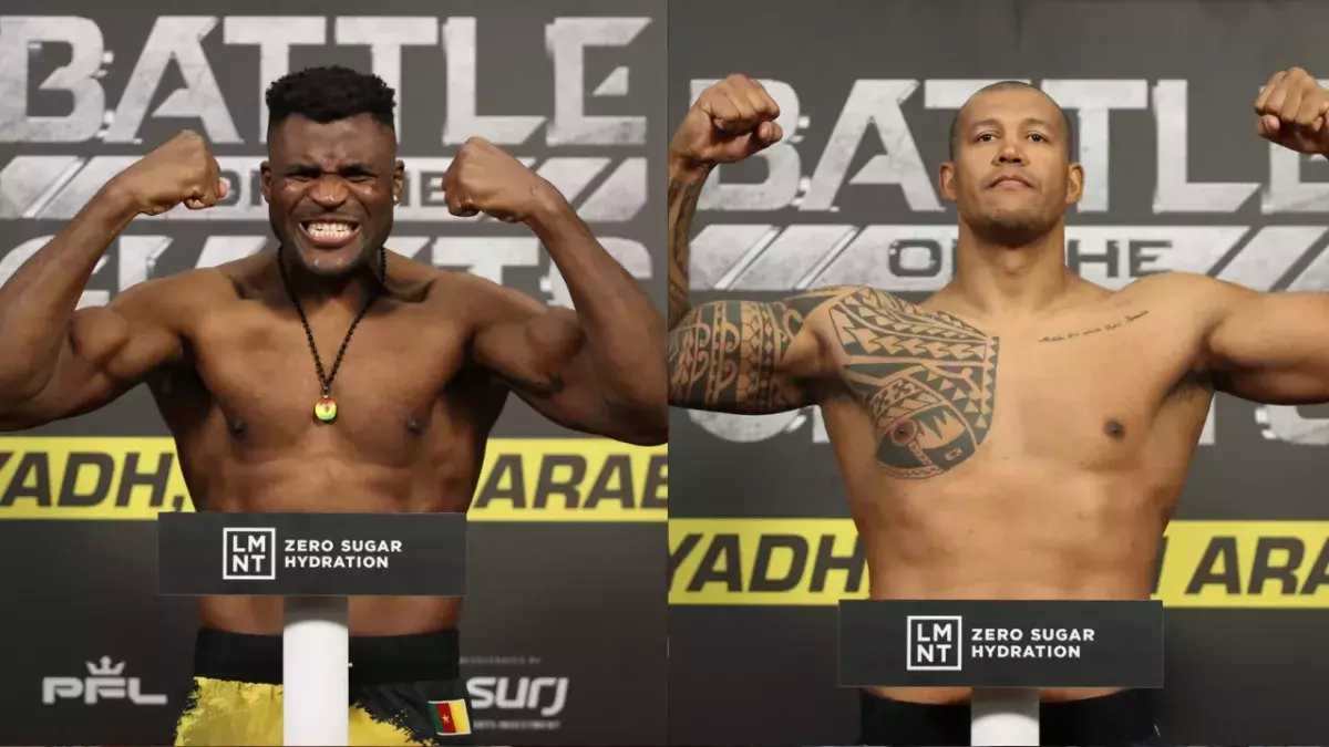 Francis Ngannou et Renan Ferreira à la pesée du PFL 