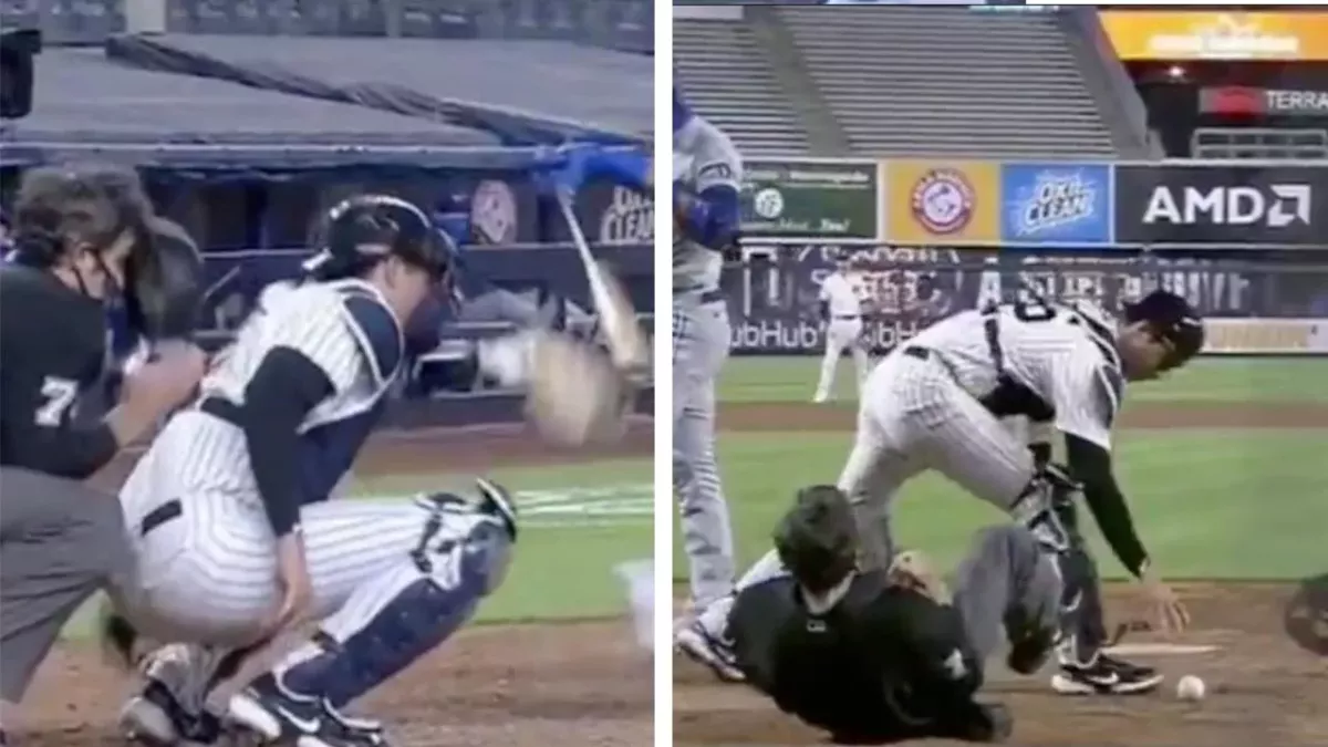 Un arbitre de baseball au bord du KO après s'être pris une balle à 160km/h en pleine tête