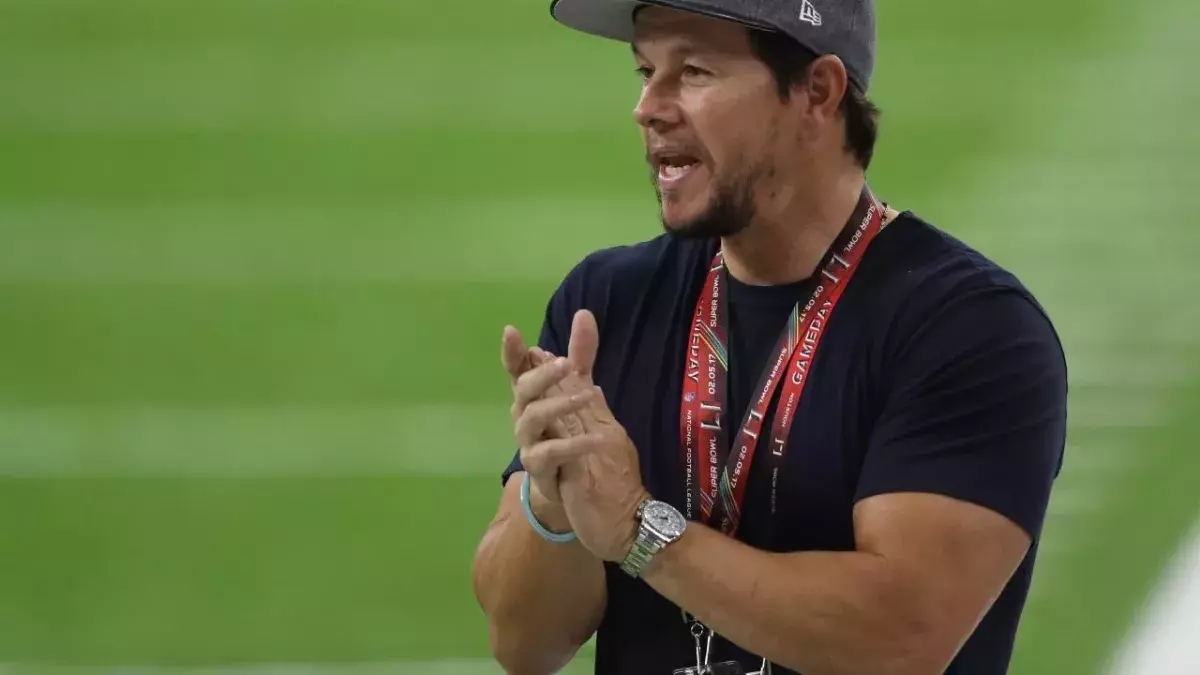 Mark Wahlberg lors d'un match de football américain des New England Patriots 