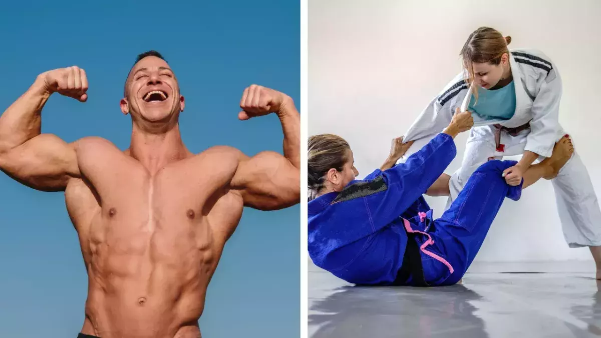 Bodybuilder et combattantes de Jiu Jitsu Brésilien