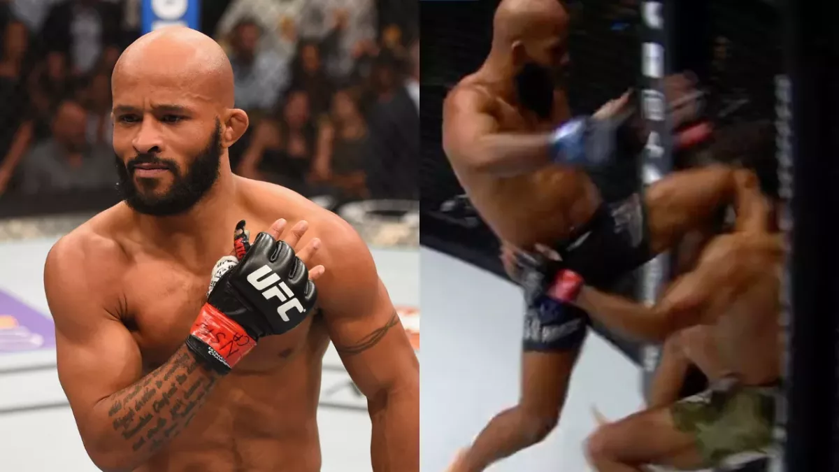 Demetrious Jonhson envoie un coup de genou à Adriano Moraes