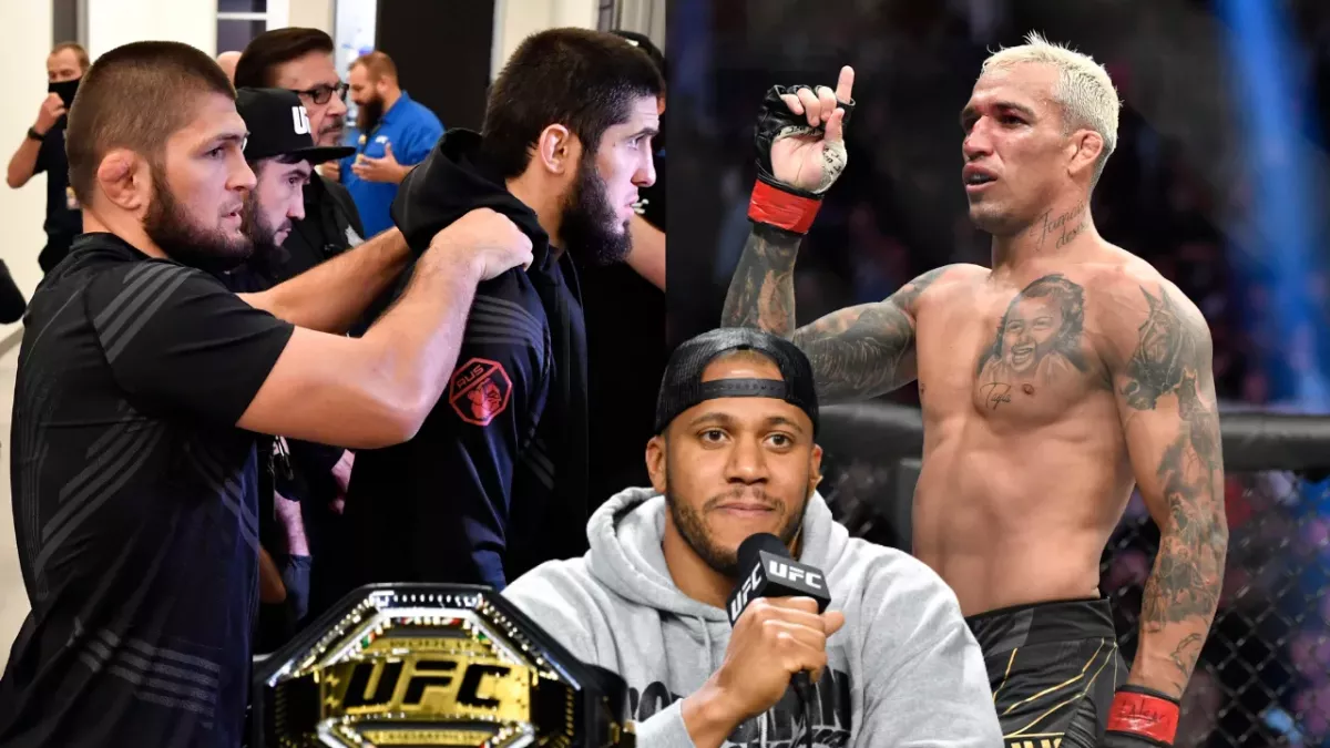 Islam Makhachev et Charles Oliveira et Ciryl Gane 