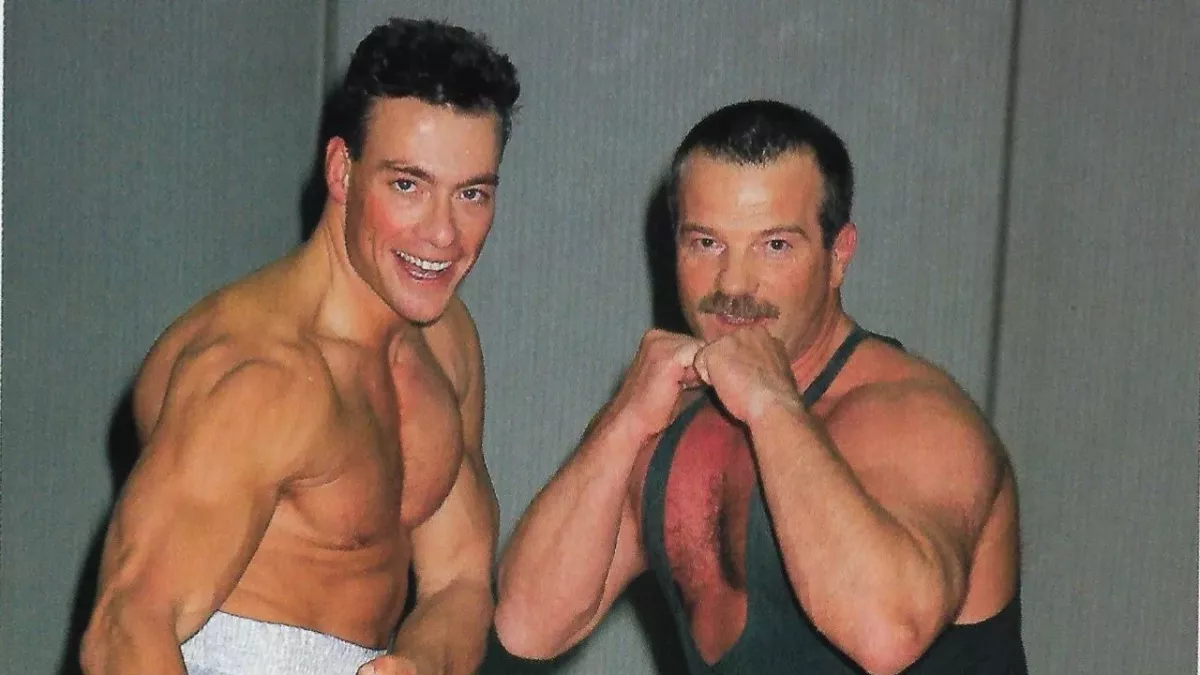 Jean-Claude Van Damme aux côtés de son coach de toujours, Claude Goetz. 