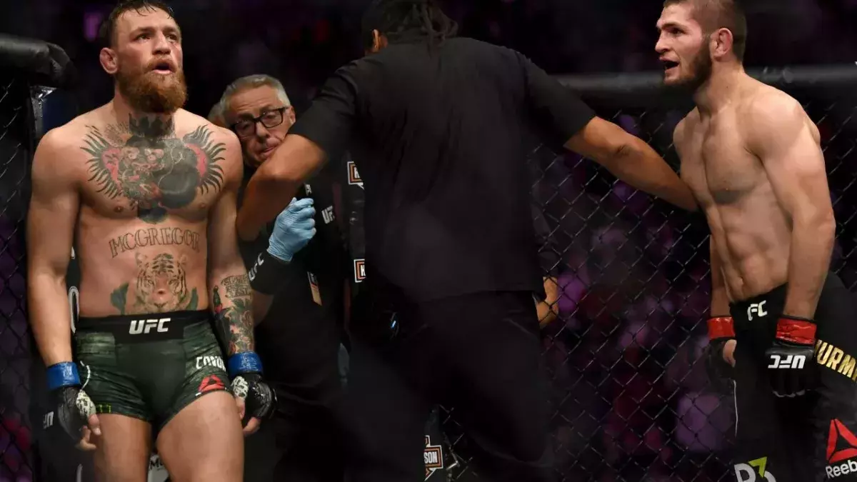 Khabib Nurmagomedov et Conor McGregor à l'UFC 229