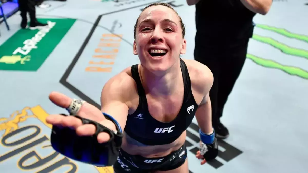 Vanessa Demopoulos après sa victoire à l'UFC 270. 