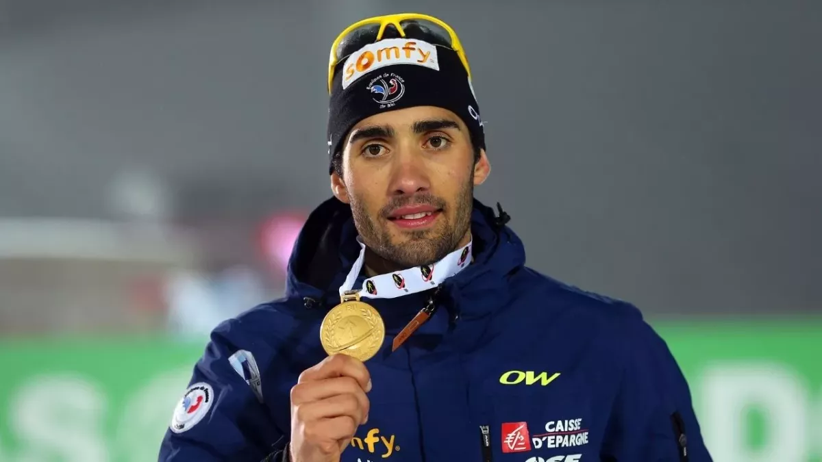Martin Fourcade lors des championnats du monde de biathlon en 2013. 