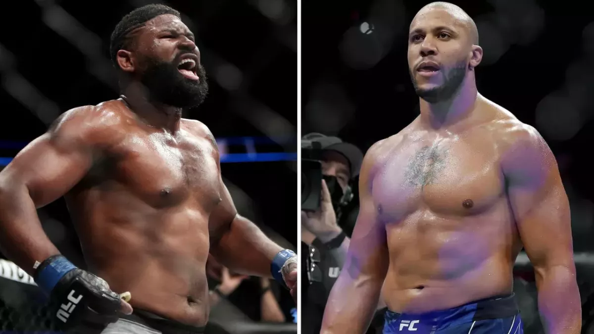 Blaydes et Gane dans la cage de l'UFC