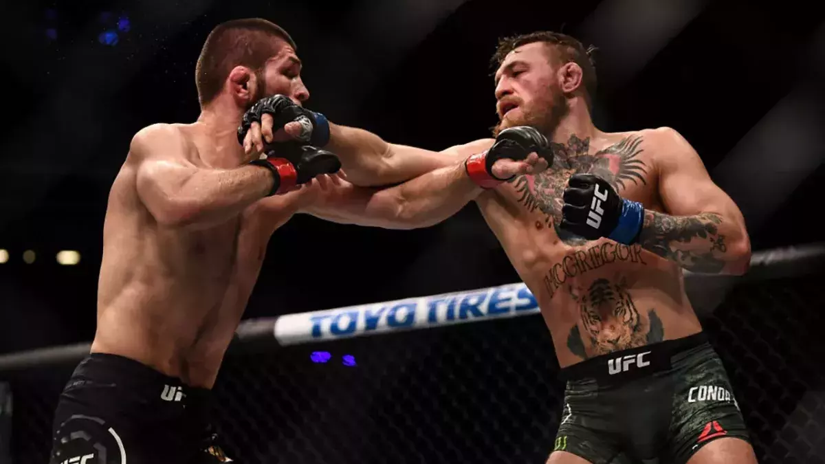 Conor McGregor et Khabib Nurmagomedov à l'UFC 229