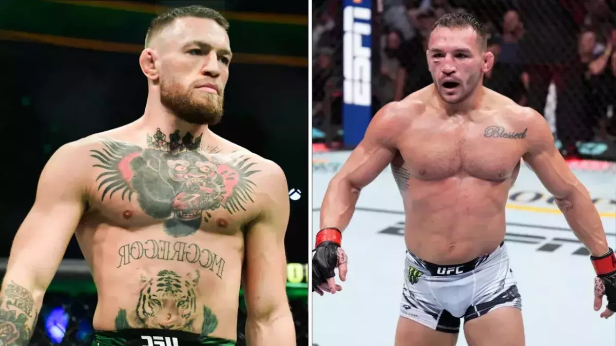 Conor McGregor et Michael Chandler dans la cage de l'UFC