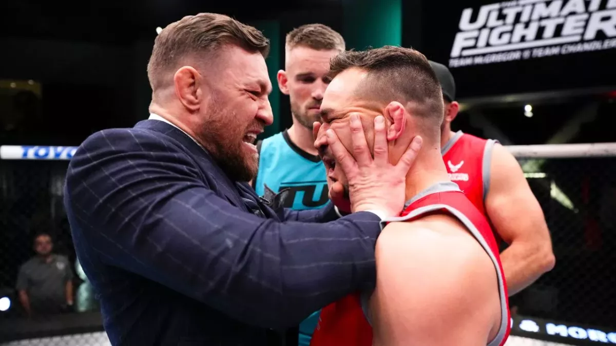 Conor McGregor et Michael Chandler lors de leur confrontation sur l'émission "The Ultimate Fighter". 