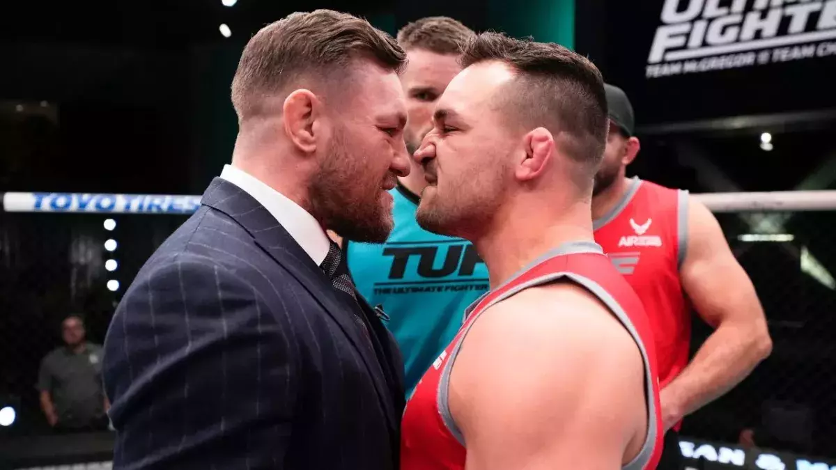 Conor McGregor et Michael Chandler lors du tournage de "The Ultimate FIghter". 