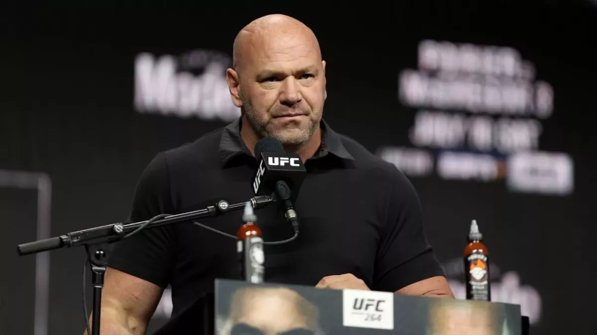 Dana White lors de la conférence de presse de l'UFC 264. 