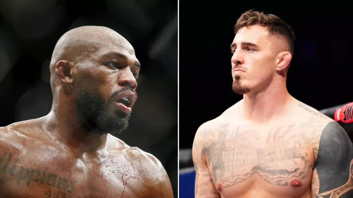 Jon Jones et Tom Aspinall dans la cage