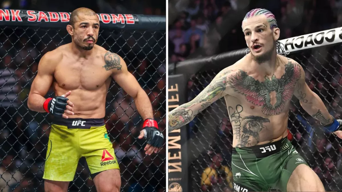  Jose Aldo et Sean O'Malley dans la cage de l'UFC