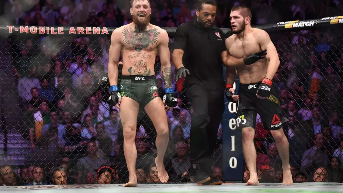 Khabib Nurmagomedov et Conor McGregor à l'UFC 229