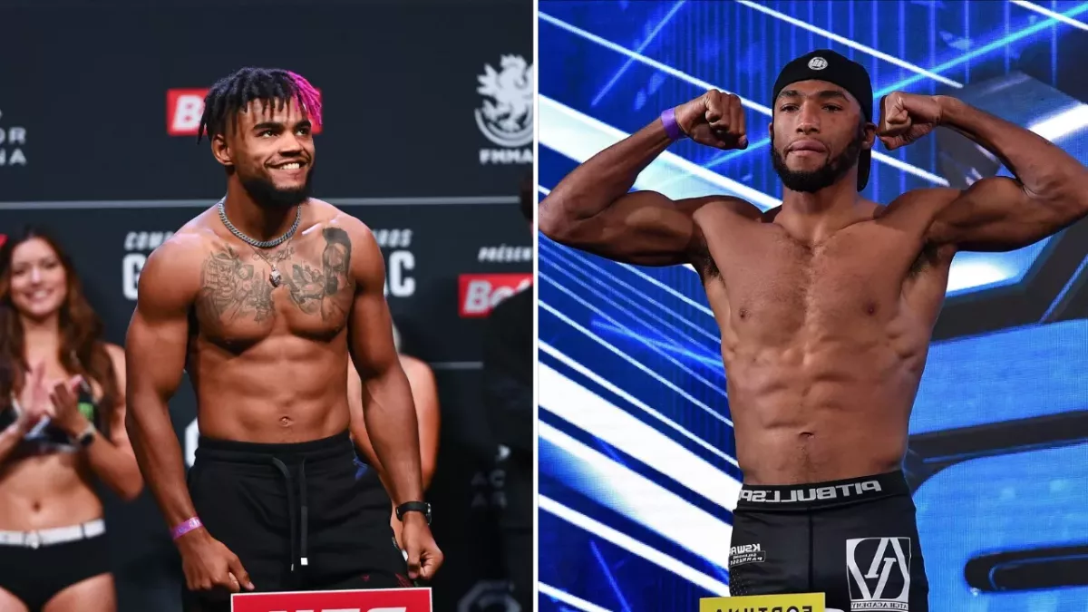 Morgan Charrière et Salahdine Parnasse à la pesée de l'UFC et du KSW