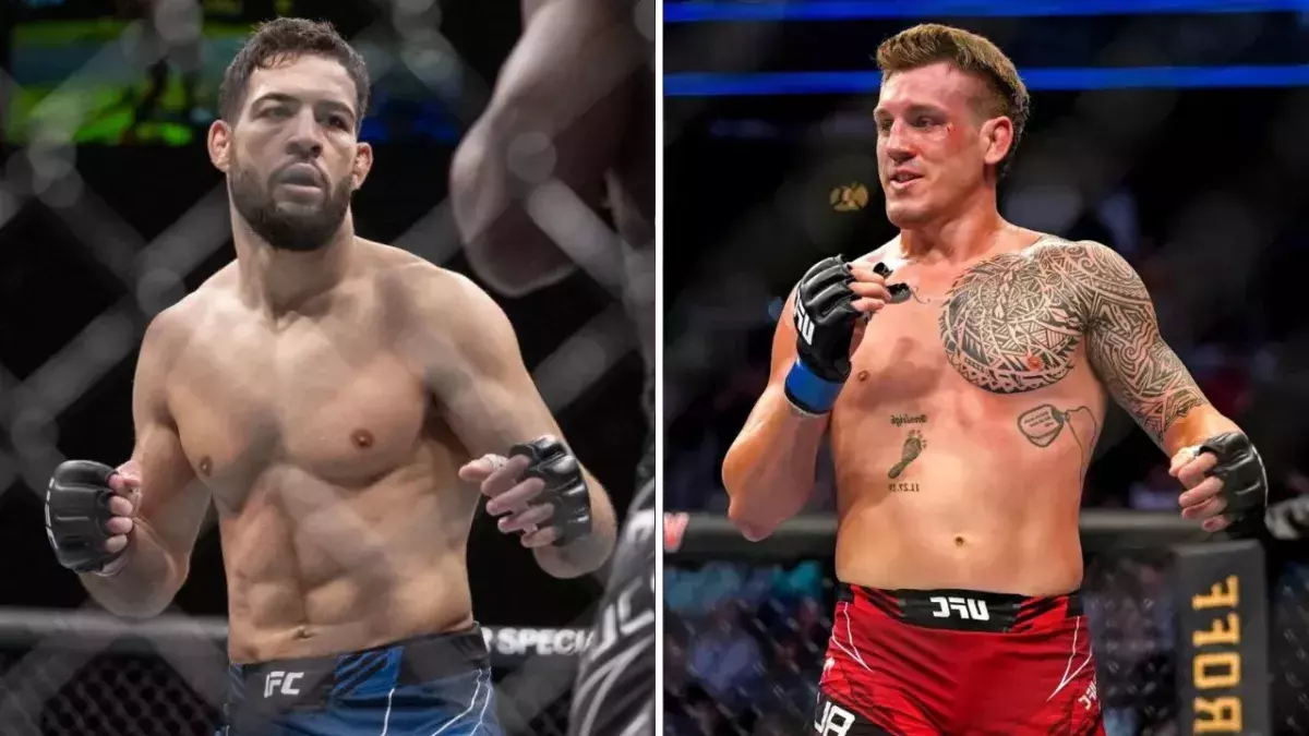 Nassourdine Imavov et Brendan Allen dans la cage de l'UFC