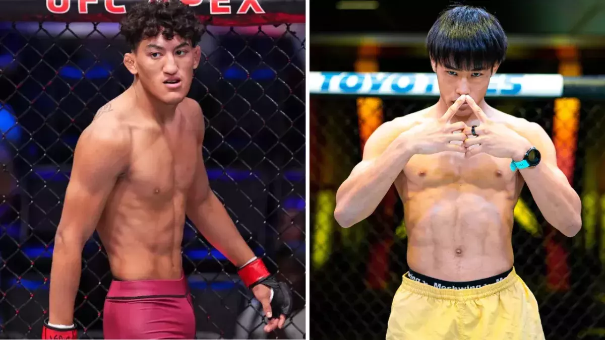 Raul Rosas Jr. et Tatsuro Taira dans la cage de l'UFC