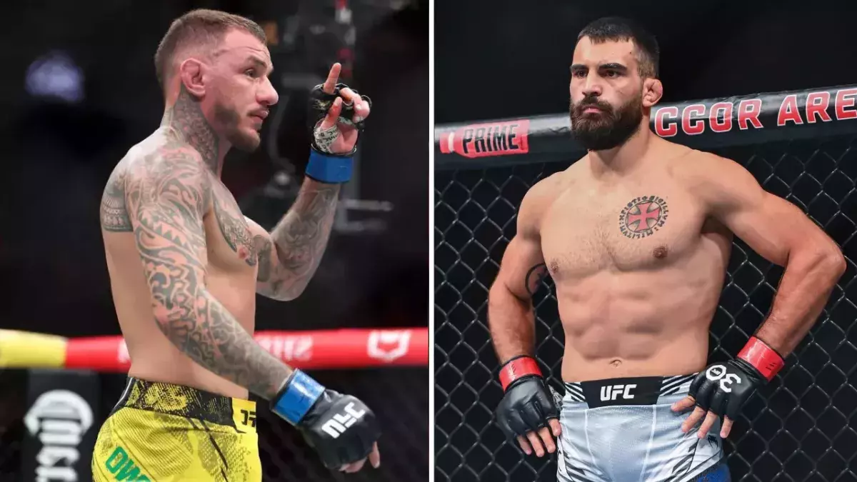 Renato Carneiro et Benoit Saint-Denis dans la cage de l'UFC