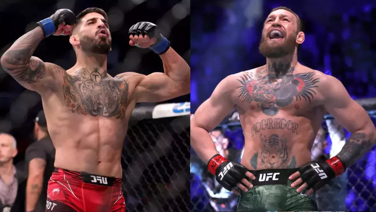 Topuria et McGregor dans la cage de l'UFC