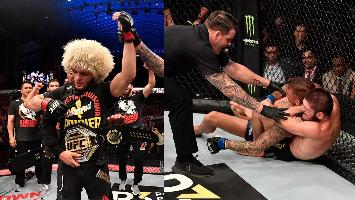 UFC 242Khabib Nurmagomedov soumet Dustin Poirier au troisième round