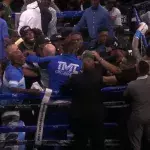 Bagarre générale lors du combat entre Mayweather et Gotti. 