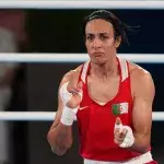 Imane Khelif après sa victoire en finale des JO de Paris 2024. 