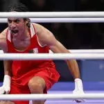Imane Khelif aux JO de Paris 2024. 