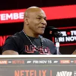 Mike Tyson, le 18 août 2024, à New-York lors de la présentation de son combat face à Jake Paul.