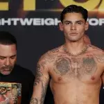 Ryan Garcia lors de la pesée avant son combat contre Devin Haney. 