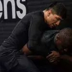 Baysangur Chamsoudinov à l'entrainement avec le Français invaincu de l'UFC, William Gomis. 