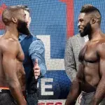Cédric Doumbé et Jordan Zébo lors de leur face à face avant leur combat au PFL. 
