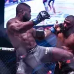 Cédric Doumbé inflige un KO en neuf secondes à Jordan Zebo le 30 septembre 2023.