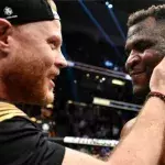 Eric Nicksick et Francis Ngannou dans la cage de l'UFC