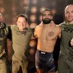 Guillaume Peltier, à droite, à coté de Benoit Saint-Denis à l'UFC