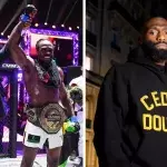 Jason Jackson, ici accompagné par Mike Tyson, continue son trashtalking envers Cédric Doumbé. 