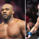 Jon Jones et Sean O'Malley dans la cage de l'UFC
