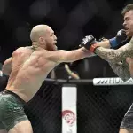 Conor McGregor et Dustin Poirier lors de l'UFC 257