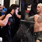 Khabib Nurmagomedov avec Islam Makhachev et Charles Oliveira 