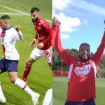 Mbappe contre des joueurs de Brest, Youcef Belaili, Haris Belkebla 