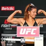 Ailin Perez à la pesée de l'UFC Paris